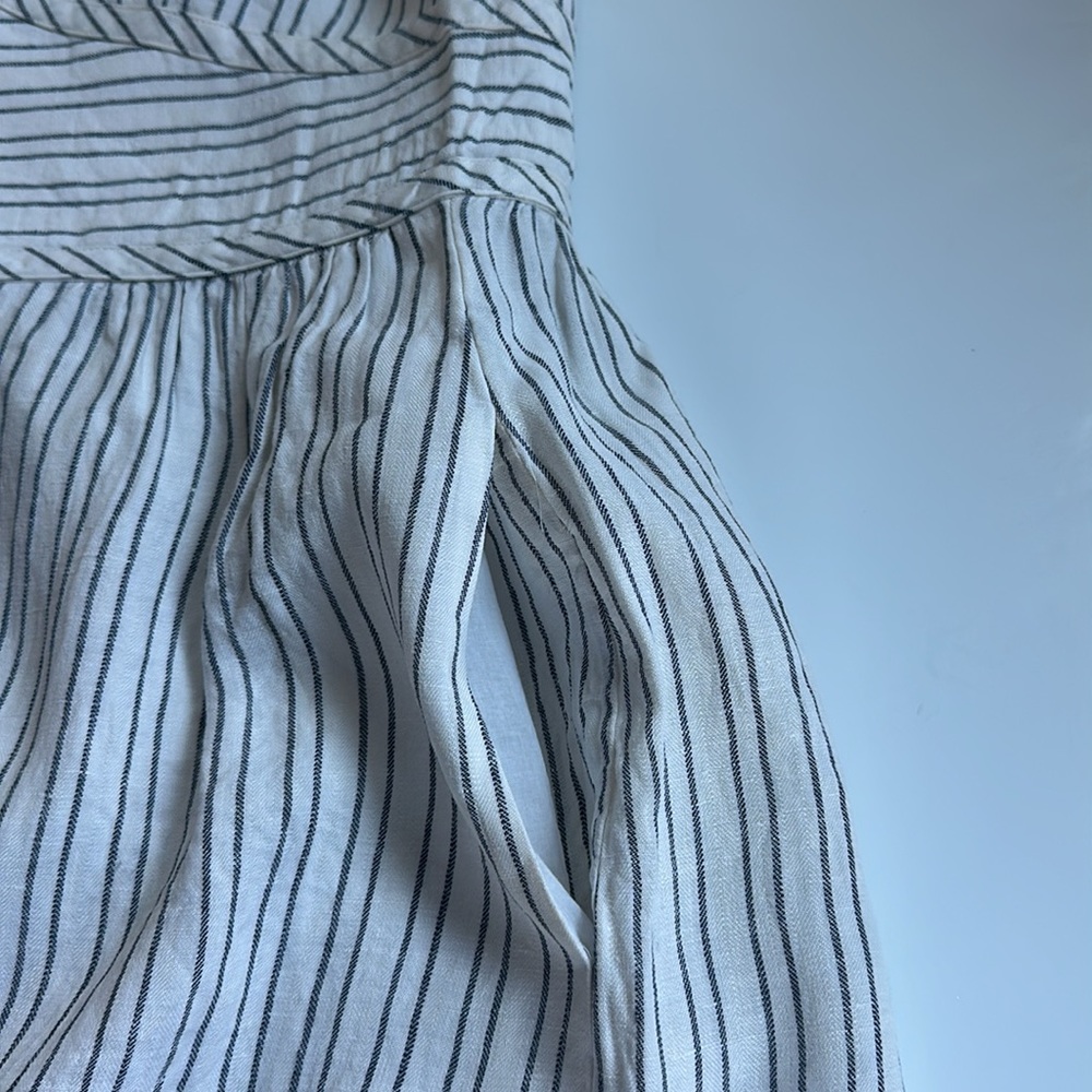 Theory Mini Malaena B 100% linen ticking stripe corset top dress w/ pockets 10 - Picture 10 of 12